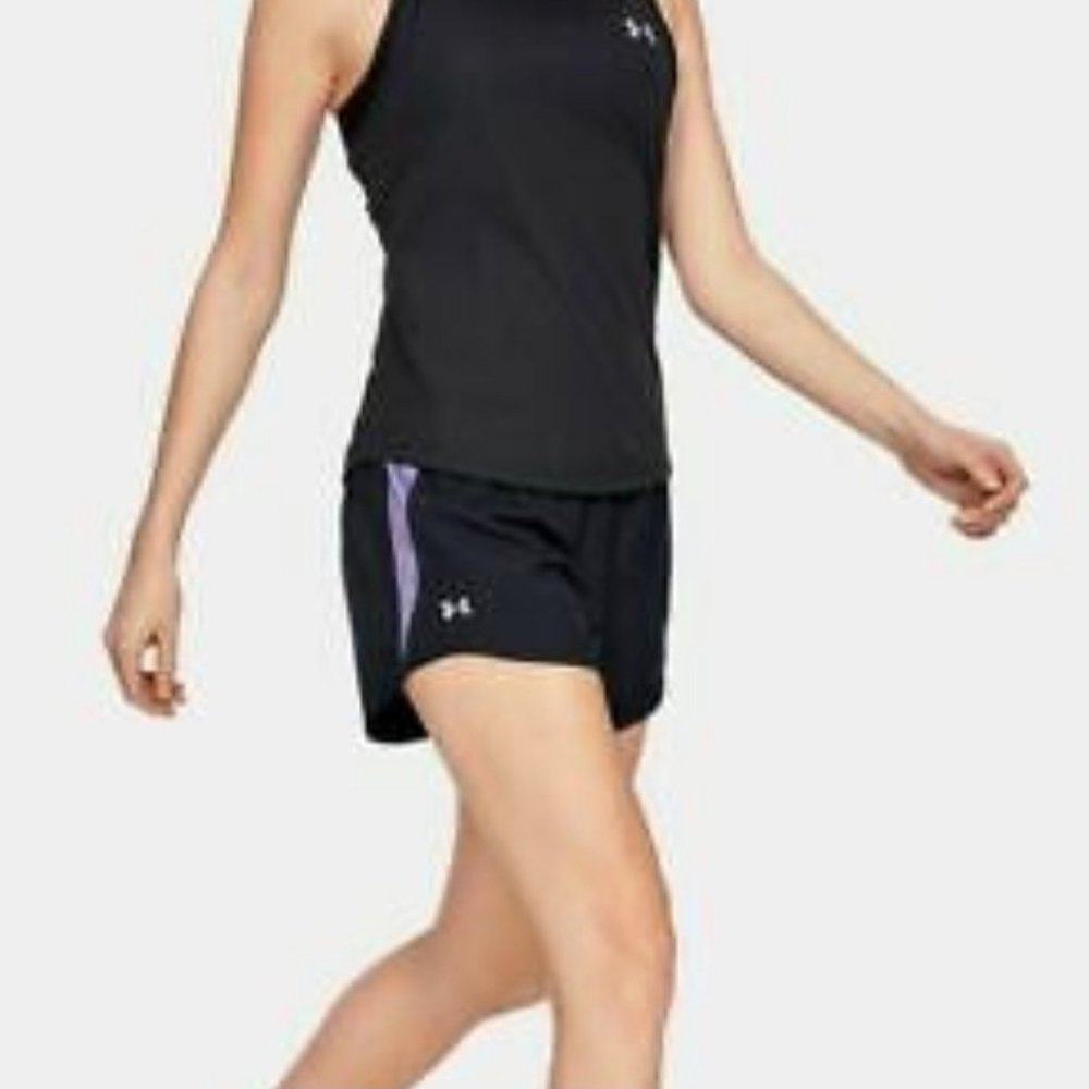 🌸MEGA SALE🌸 Under Armour Black Lilac Shorts Pockets Women's 1290872 021 - Picture 2 of 7